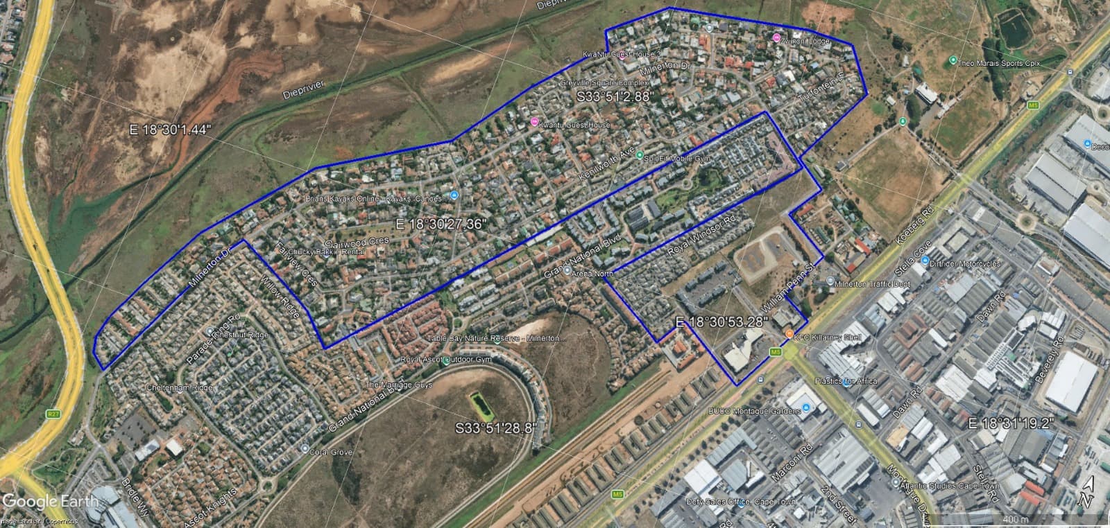Map showing the proposed Milnerton Ridge CID defined area.